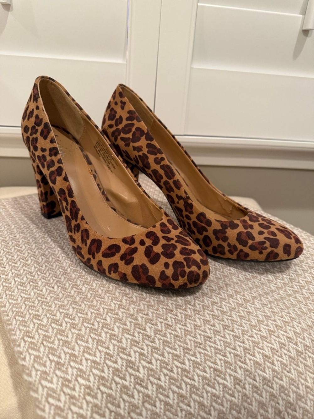Merona Leopard Print Block Heel Pumps in Brown and Black